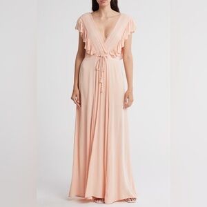 Lovestitch Peach‎ Bohemian Ruffle Maxi Dress